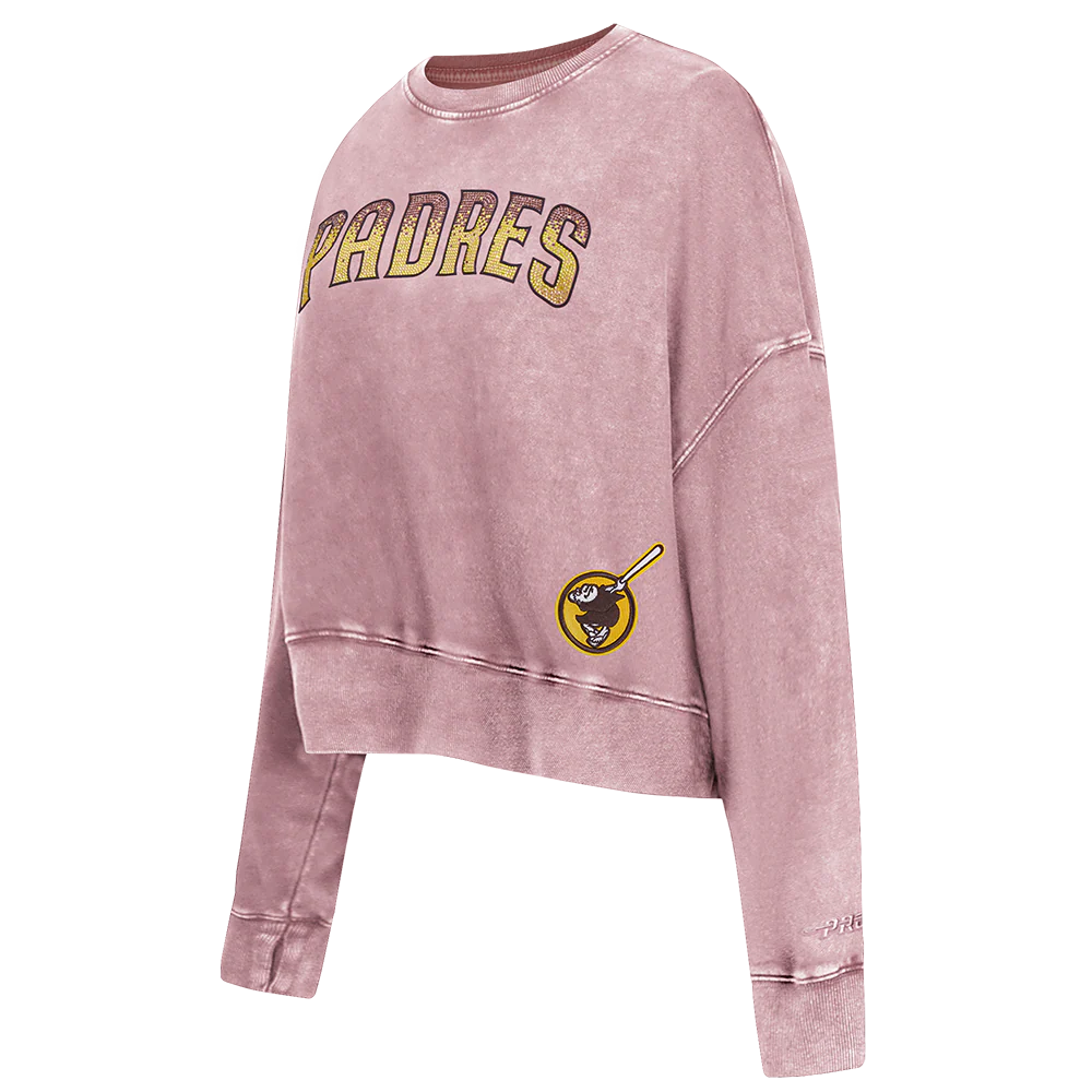 MLB SAN DIEGO PADRES WASHED JEWELS WOMEN'S CREWNECK (WASHED MAUVE) - Image 4