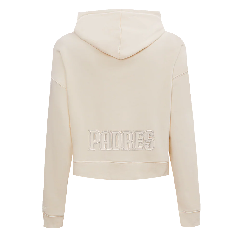 MLB SAN DIEGO PADRES NEUTRAL WOMEN'S CROPPED PULLOVER HOODIE (EGGSHELL) - Image 3