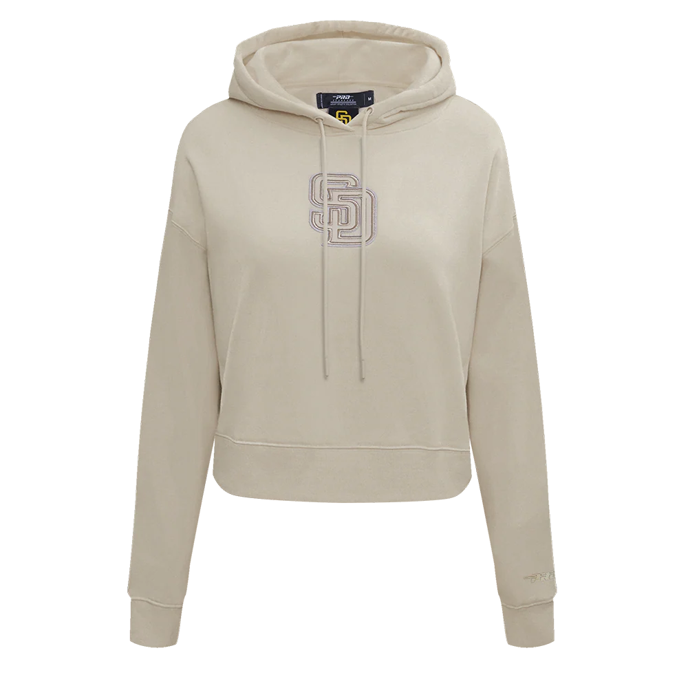 MLB SAN DIEGO PADRES NEUTRAL WOMEN'S CROPPED PULLOVER HOODIE (TAUPE)