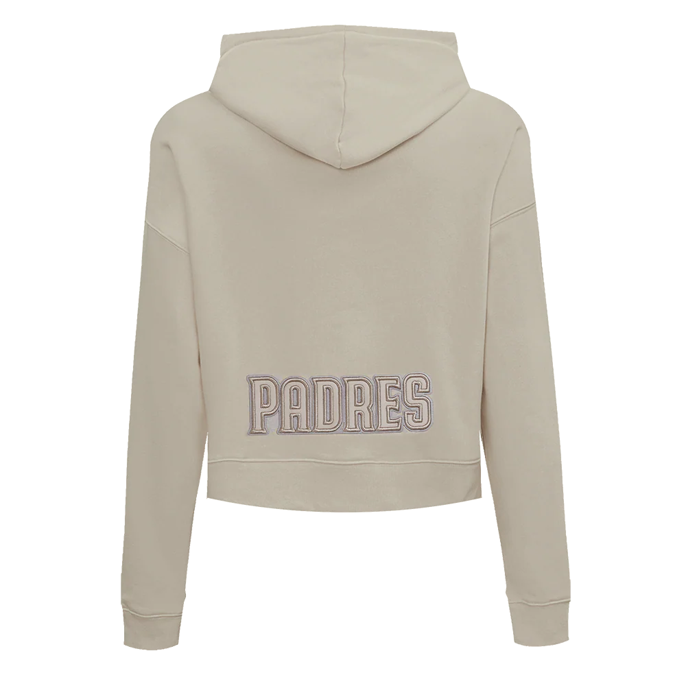 MLB SAN DIEGO PADRES NEUTRAL WOMEN'S CROPPED PULLOVER HOODIE (TAUPE) - Image 3