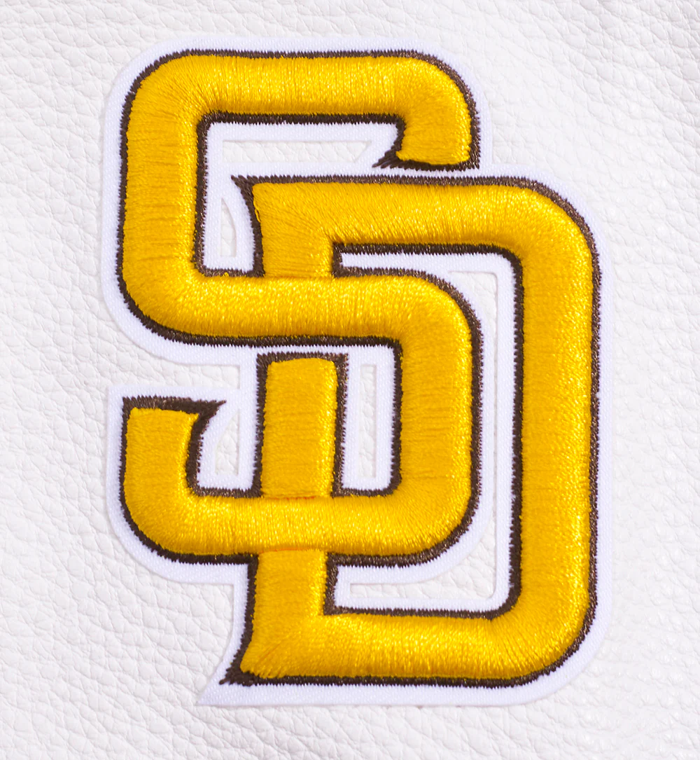 MLB SAN DIEGO PADRES MASHUP WOMEN'S RIB WOOL VARSITY JACKET (BROWN/WHITE) - Image 8