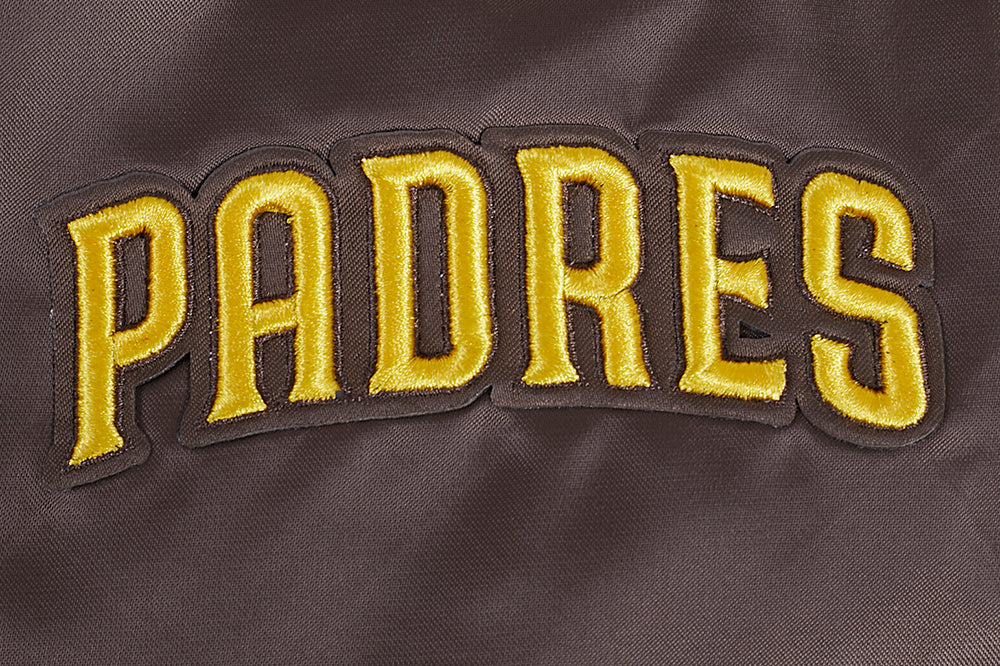 MLB SAN DIEGO PADRES SCRIPT TAIL WOMEN'S SATIN JACKET (BROWN) - Image 7