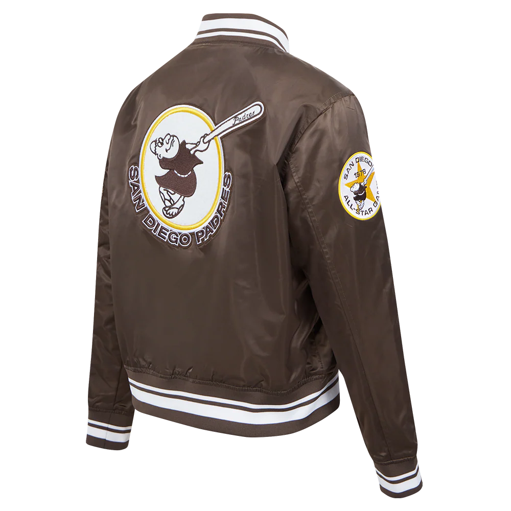 MLB SAN DIEGO PADRES RETRO CLASSIC WOMEN'S RIB SATIN JACKET (BROWN) - Image 4