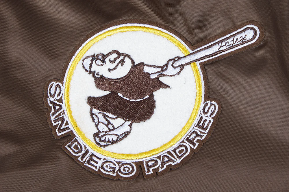 MLB SAN DIEGO PADRES RETRO CLASSIC WOMEN'S RIB SATIN JACKET (BROWN) - Image 5