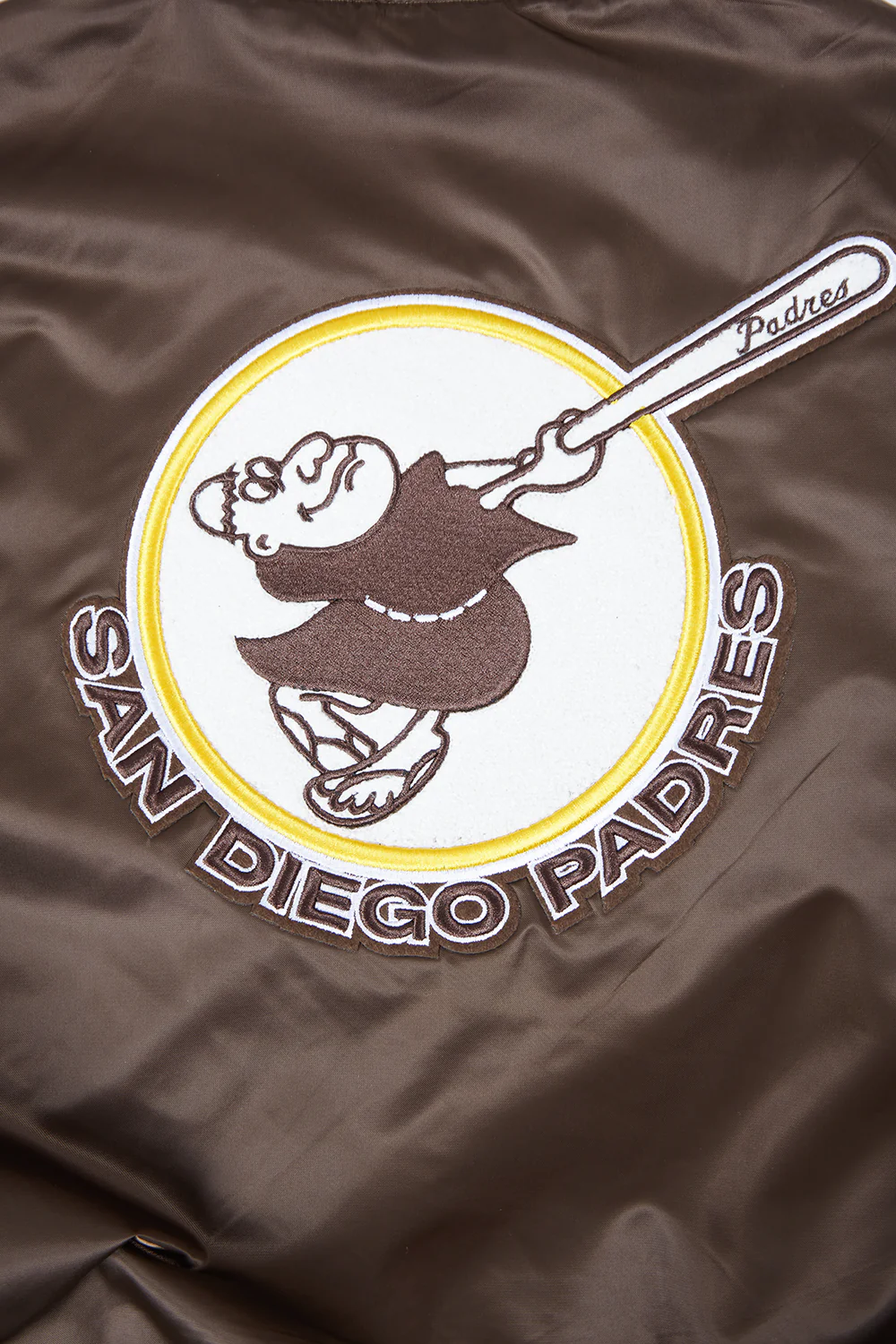 MLB SAN DIEGO PADRES RETRO CLASSIC WOMEN'S RIB SATIN JACKET (BROWN) - Image 9