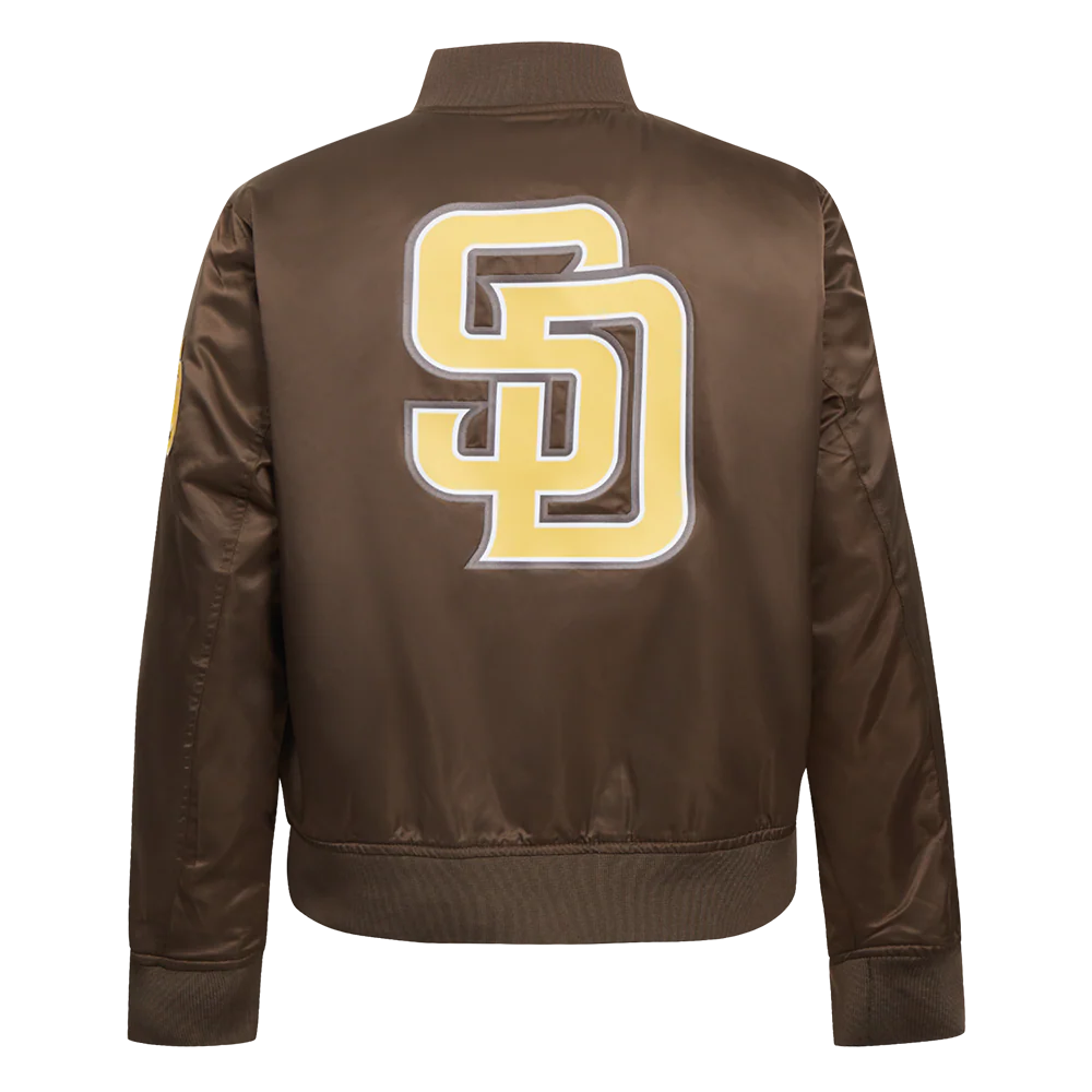 MLB SAN DIEGO PADRES CLASSIC WOMEN'S SATIN JACKET (BROWN) - Image 4