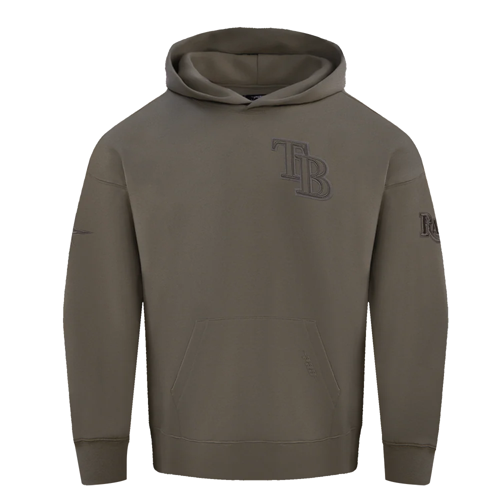 MLB TAMPA BAY RAYS NEUTRAL MEN'S DROP SHOULDER PULLOVER HOODIE (DARK TAUPE)