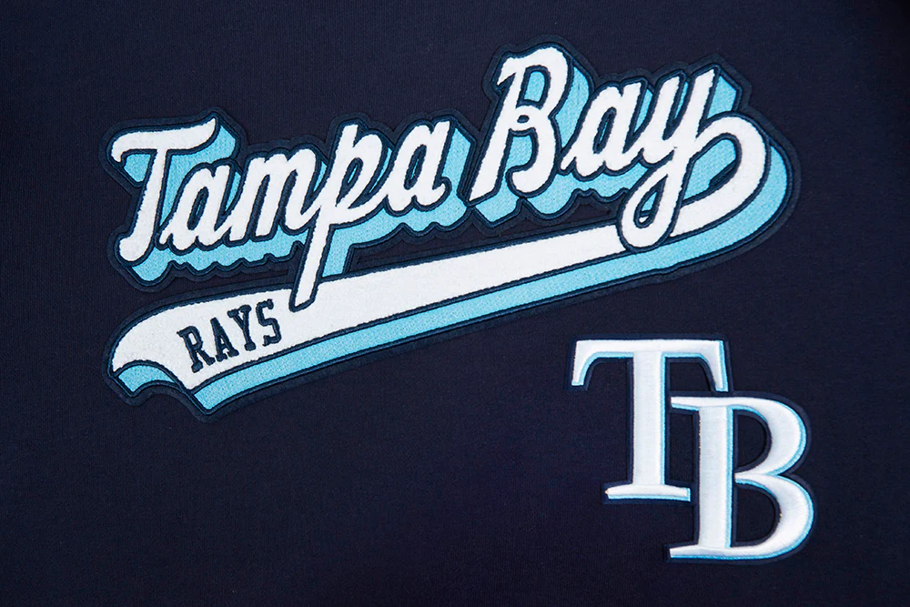 MLB TAMPA BAY RAYS SCRIPT TAIL MEN'S RIB FLEECE PULLOVER HOODIE (MIDNIGHT NAVY) - Image 5