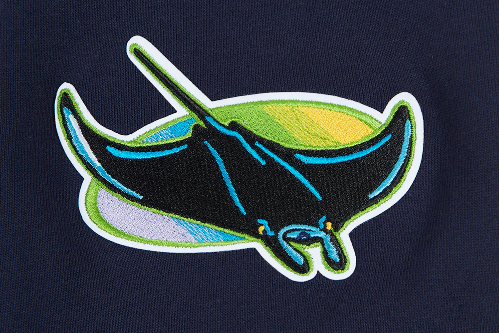 MLB TAMPA BAY RAYS SCRIPT TAIL MEN'S RIB FLEECE PULLOVER HOODIE (MIDNIGHT NAVY) - Image 7