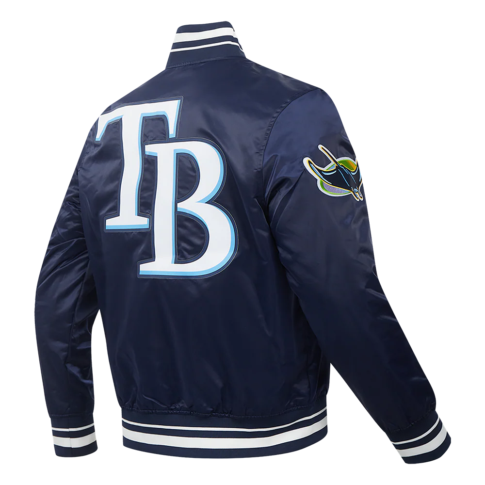 MLB TAMPA BAY RAYS SCRIPT TAIL MEN'S SATIN JACKET (MIDNIGHT NAVY) - Image 4