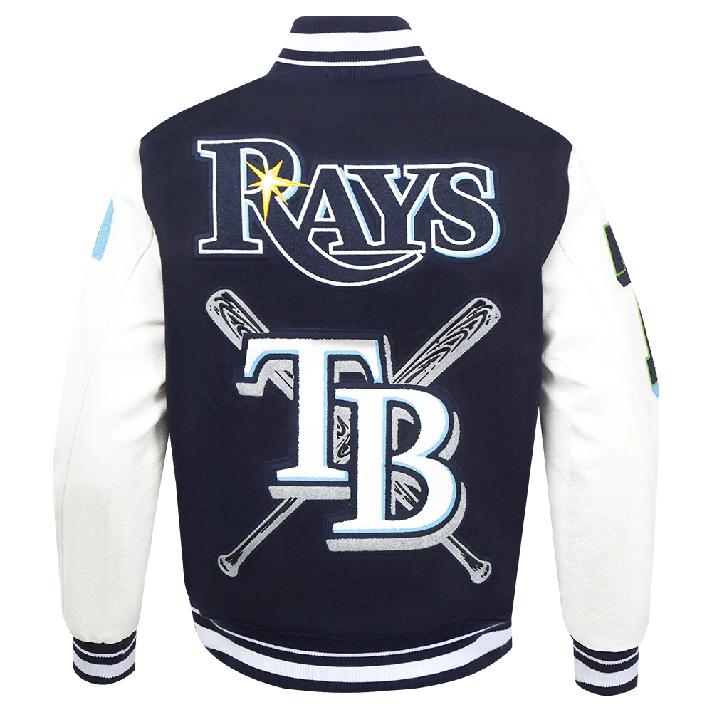 MLB TAMPA BAY RAYS MASHUP MEN'S RIB WOOL VARSITY JACKET (MIDNIGHT NAVY/WHITE) - Image 3