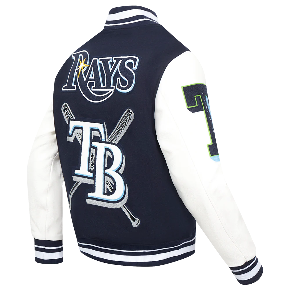 MLB TAMPA BAY RAYS MASHUP MEN'S RIB WOOL VARSITY JACKET (MIDNIGHT NAVY/WHITE) - Image 4