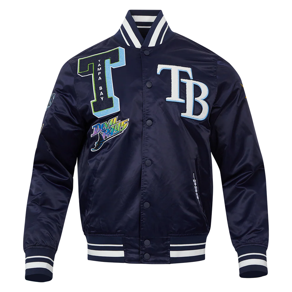 MLB TAMPA BAY RAYS MASHUP MEN'S RIB SATIN JACKET (MIDNIGHT NAVY)
