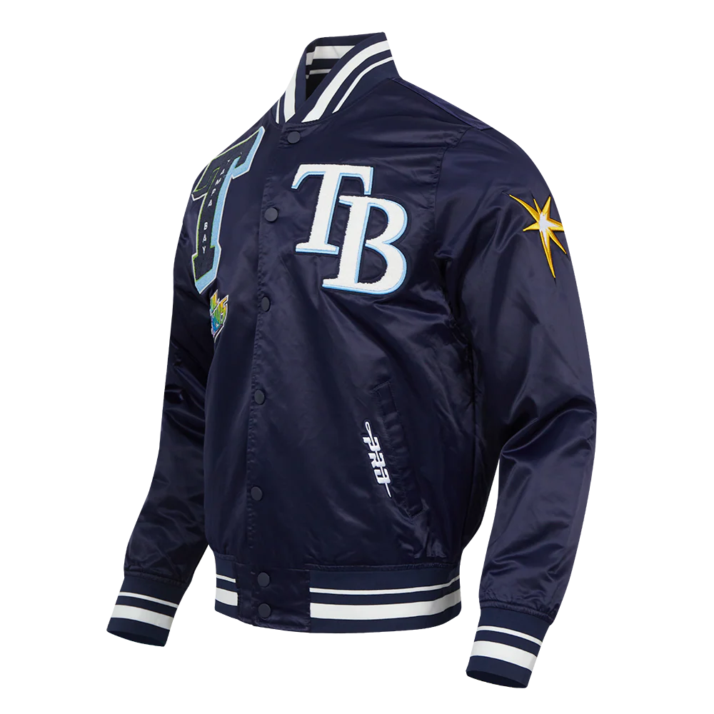 MLB TAMPA BAY RAYS MASHUP MEN'S RIB SATIN JACKET (MIDNIGHT NAVY) - Image 2