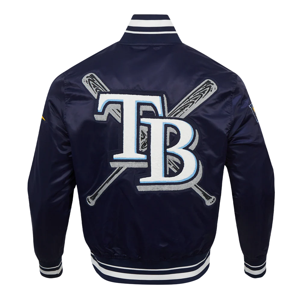 MLB TAMPA BAY RAYS MASHUP MEN'S RIB SATIN JACKET (MIDNIGHT NAVY) - Image 3