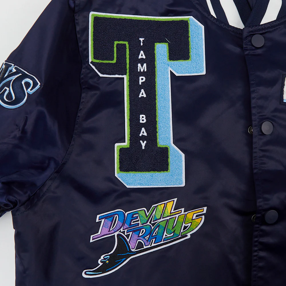MLB TAMPA BAY RAYS MASHUP MEN'S RIB SATIN JACKET (MIDNIGHT NAVY) - Image 5
