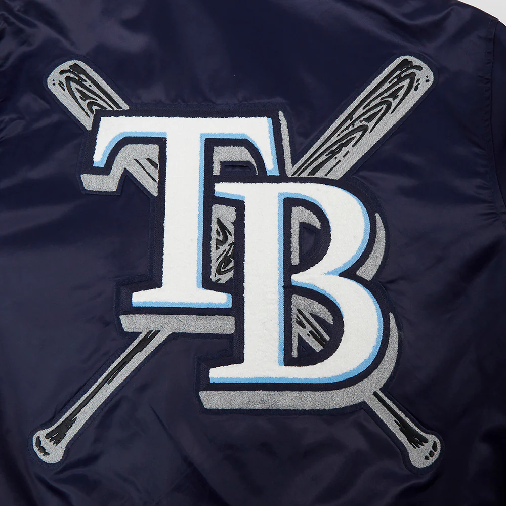 MLB TAMPA BAY RAYS MASHUP MEN'S RIB SATIN JACKET (MIDNIGHT NAVY) - Image 6
