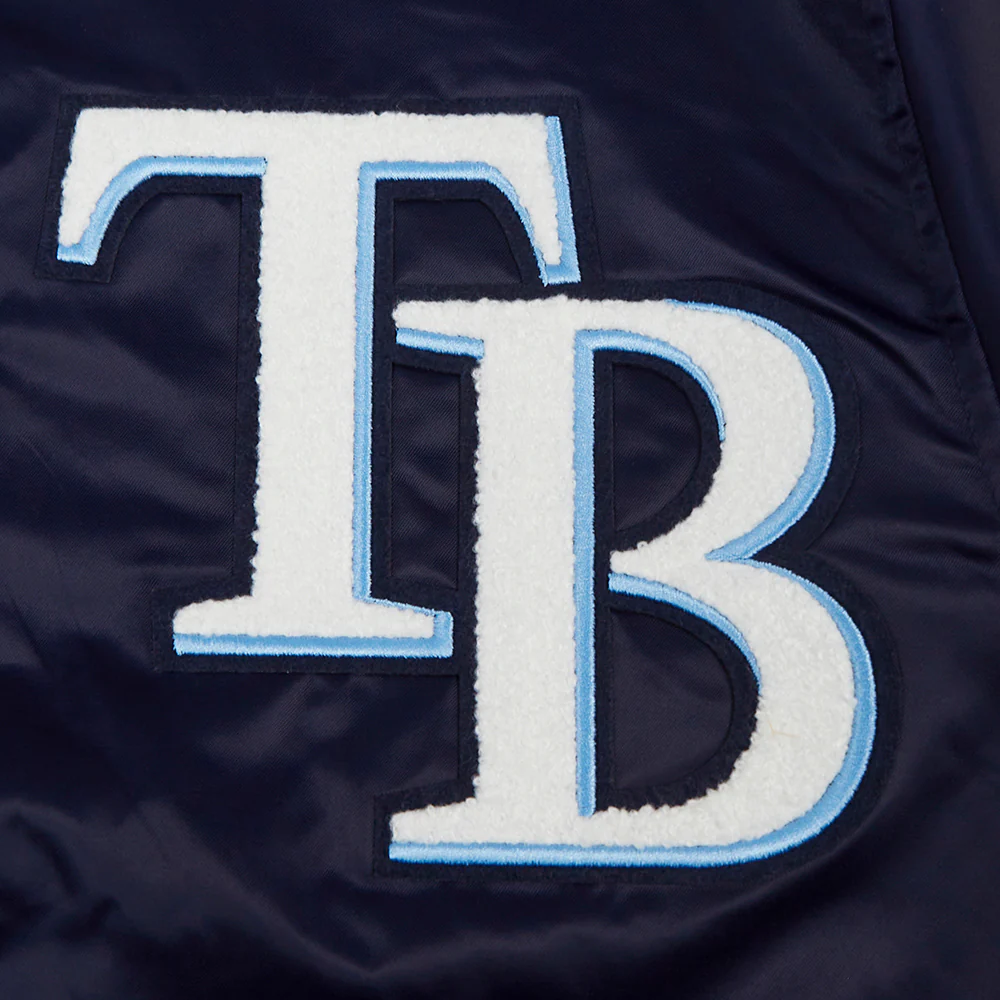 MLB TAMPA BAY RAYS MASHUP MEN'S RIB SATIN JACKET (MIDNIGHT NAVY) - Image 7