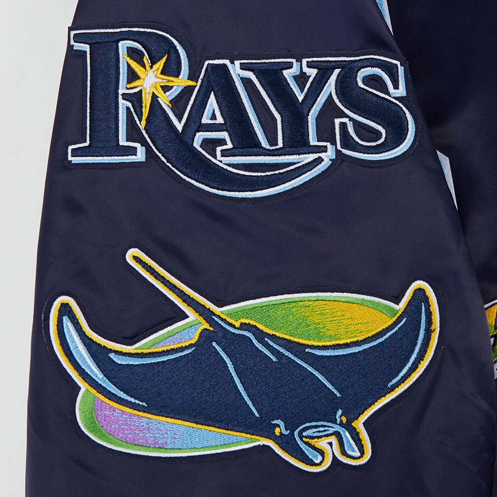 MLB TAMPA BAY RAYS MASHUP MEN'S RIB SATIN JACKET (MIDNIGHT NAVY) - Image 8