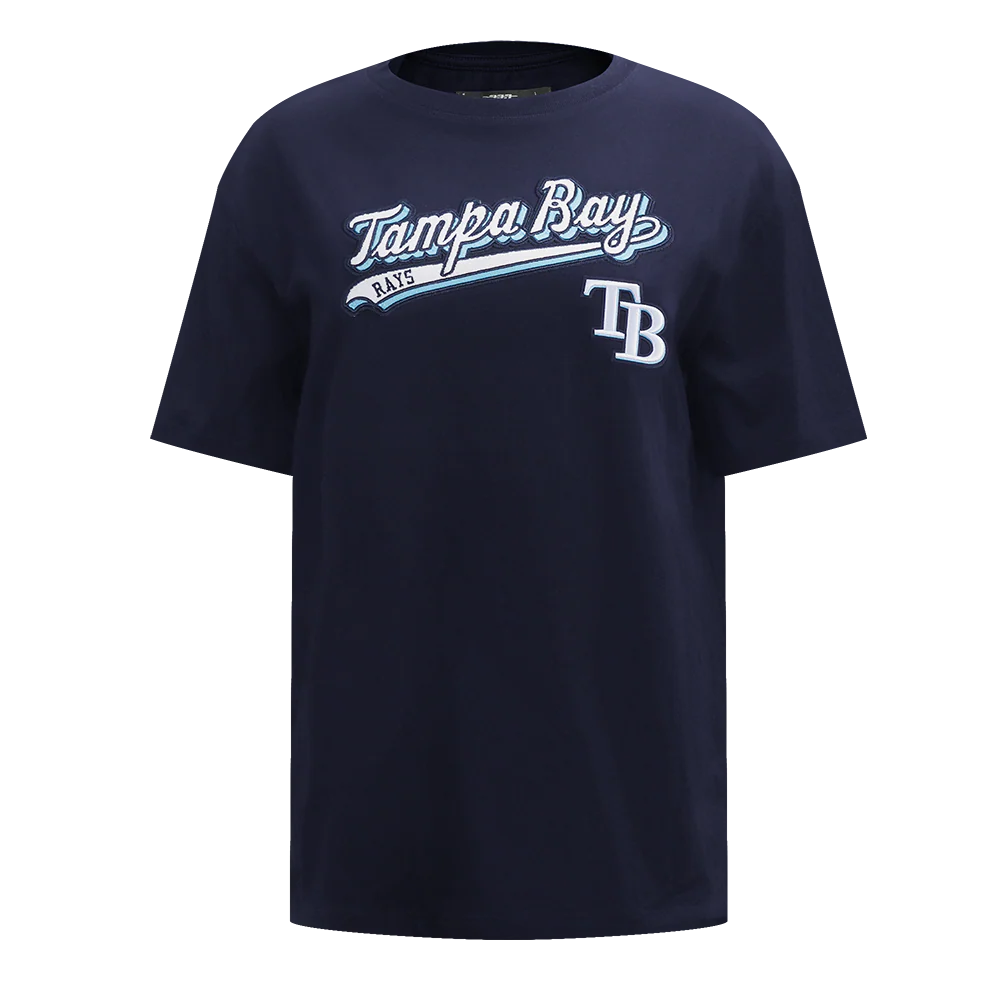 MLB TAMPA BAY RAYS SCRIPT TAIL WOMEN'S BOYFRIEND TOP (MIDNIGHT NAVY)
