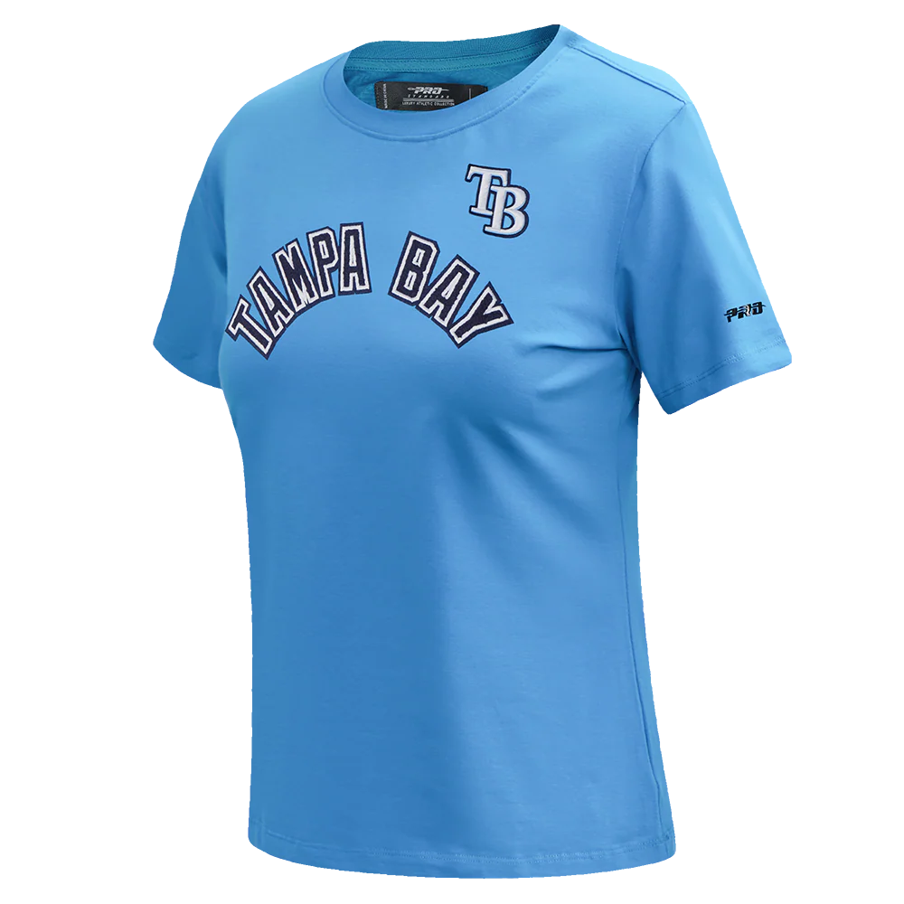 MLB TAMPA BAY RAYS CLASSIC SHORT SLEEVE WOMEN'S SINGLE JERSEY SLIM FIT TOP (UNIVERSITY BLUE) - Image 2