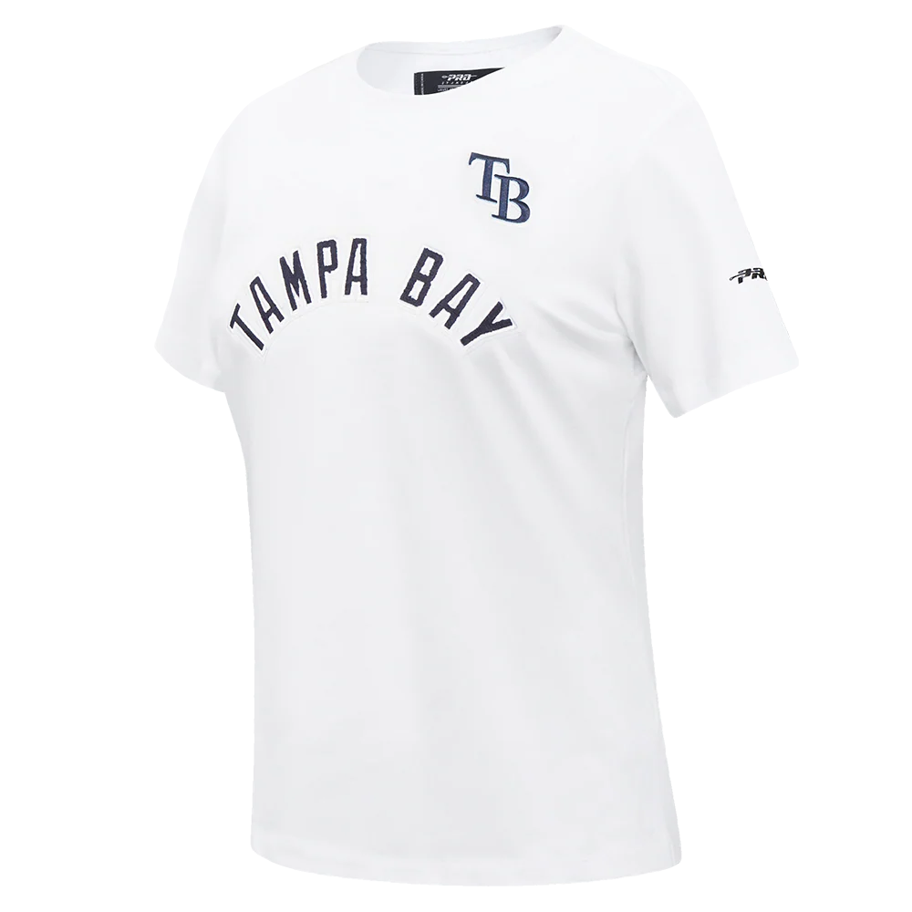MLB TAMPA BAY RAYS CLASSIC SHORT SLEEVE WOMEN'S SINGLE JERSEY SLIM FIT TOP (WHITE) - Image 2