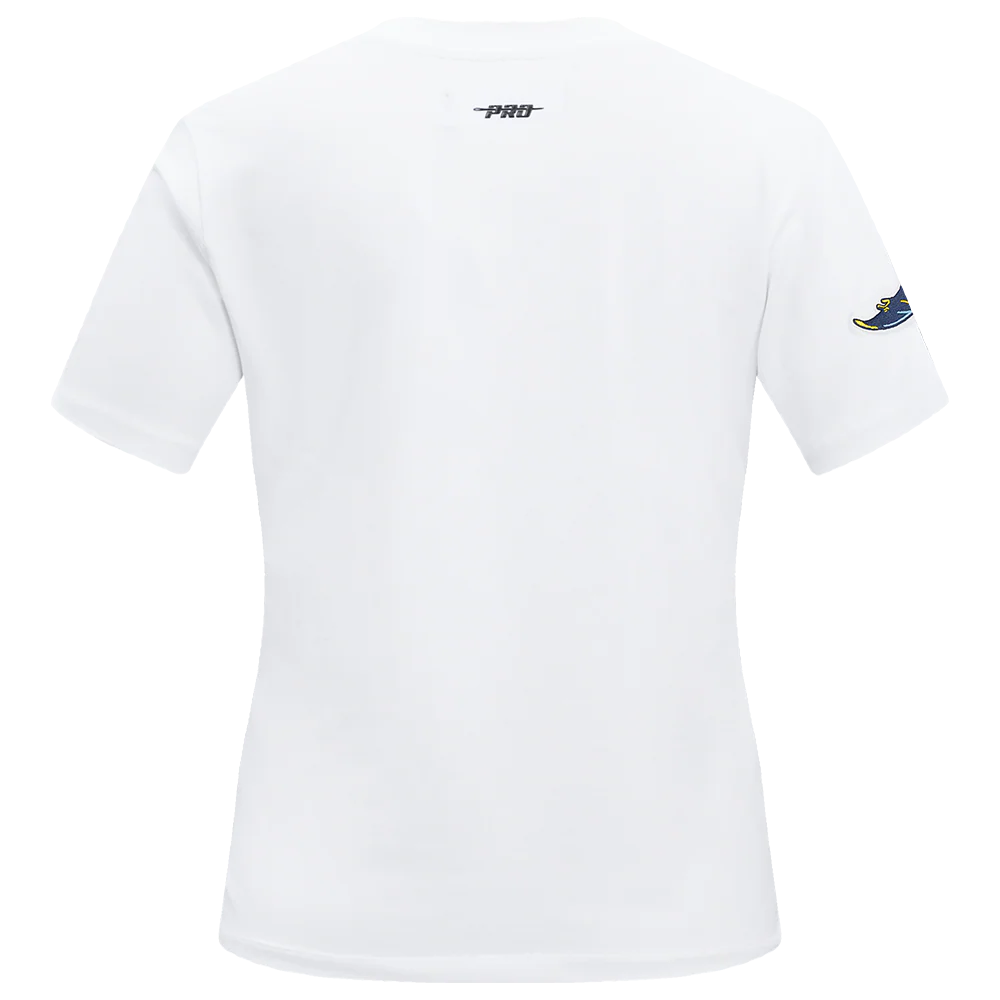 MLB TAMPA BAY RAYS CLASSIC SHORT SLEEVE WOMEN'S SINGLE JERSEY SLIM FIT TOP (WHITE) - Image 3