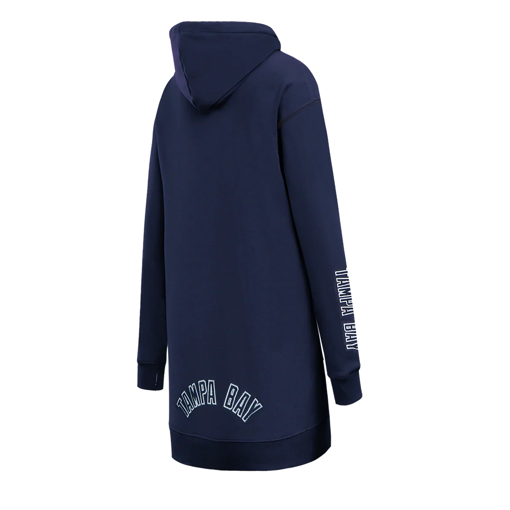 MLB TAMPA BAY RAYS CLASSIC WOMEN'S FLEECE HOODIE DRESS (MIDNIGHT NAVY) - Image 4