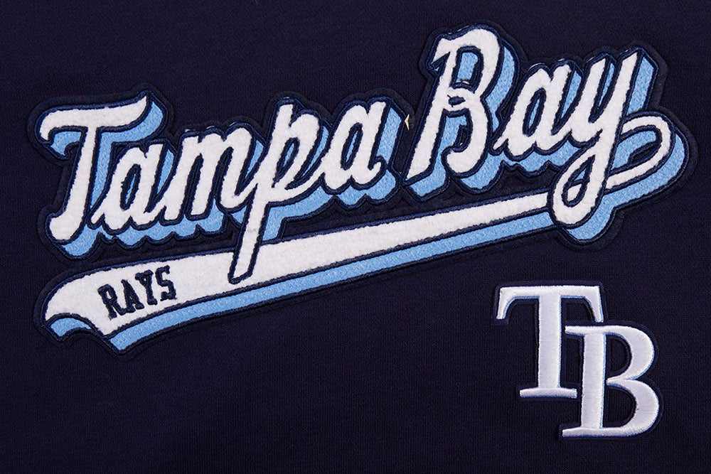 MLB TAMPA BAY RAYS SCRIPT TAIL WOMEN'S RIB FLEECE CROPPED PULLOVER HOODIE (MIDNIGHT NAVY) - Image 5