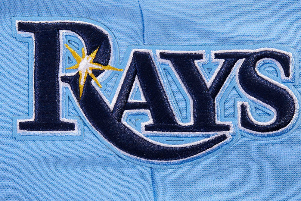 MLB TAMPA BAY RAYS SCRIPT TAIL WOMEN'S RIB FLEECE CROPPED PULLOVER HOODIE (UNIVERSITY BLUE) - Image 6