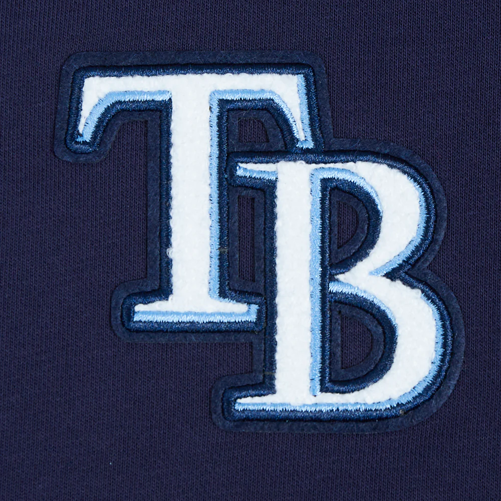 MLB TAMPA BAY RAYS CLASSIC WOMEN'S FLEECE CROPPED PULLOVER HOODIE (MIDNIGHT NAVY) - Image 5
