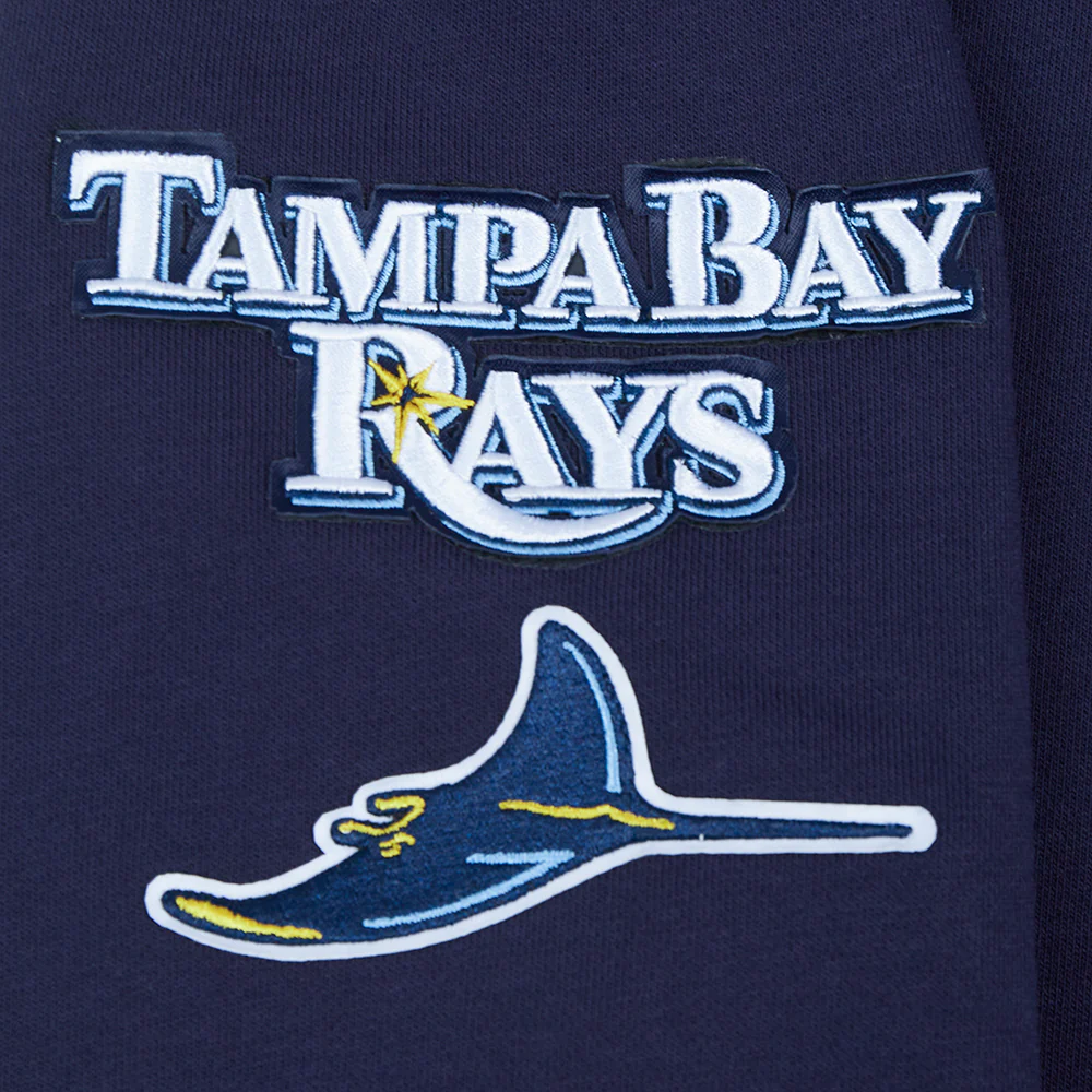 MLB TAMPA BAY RAYS CLASSIC WOMEN'S FLEECE CROPPED PULLOVER HOODIE (MIDNIGHT NAVY) - Image 6