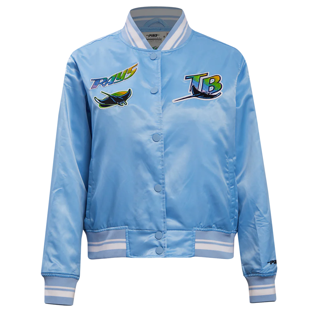 MLB TAMPA BAY RAYS RETRO CLASSIC WOMEN'S RIB SATIN JACKET (UNIVERSITY BLUE)