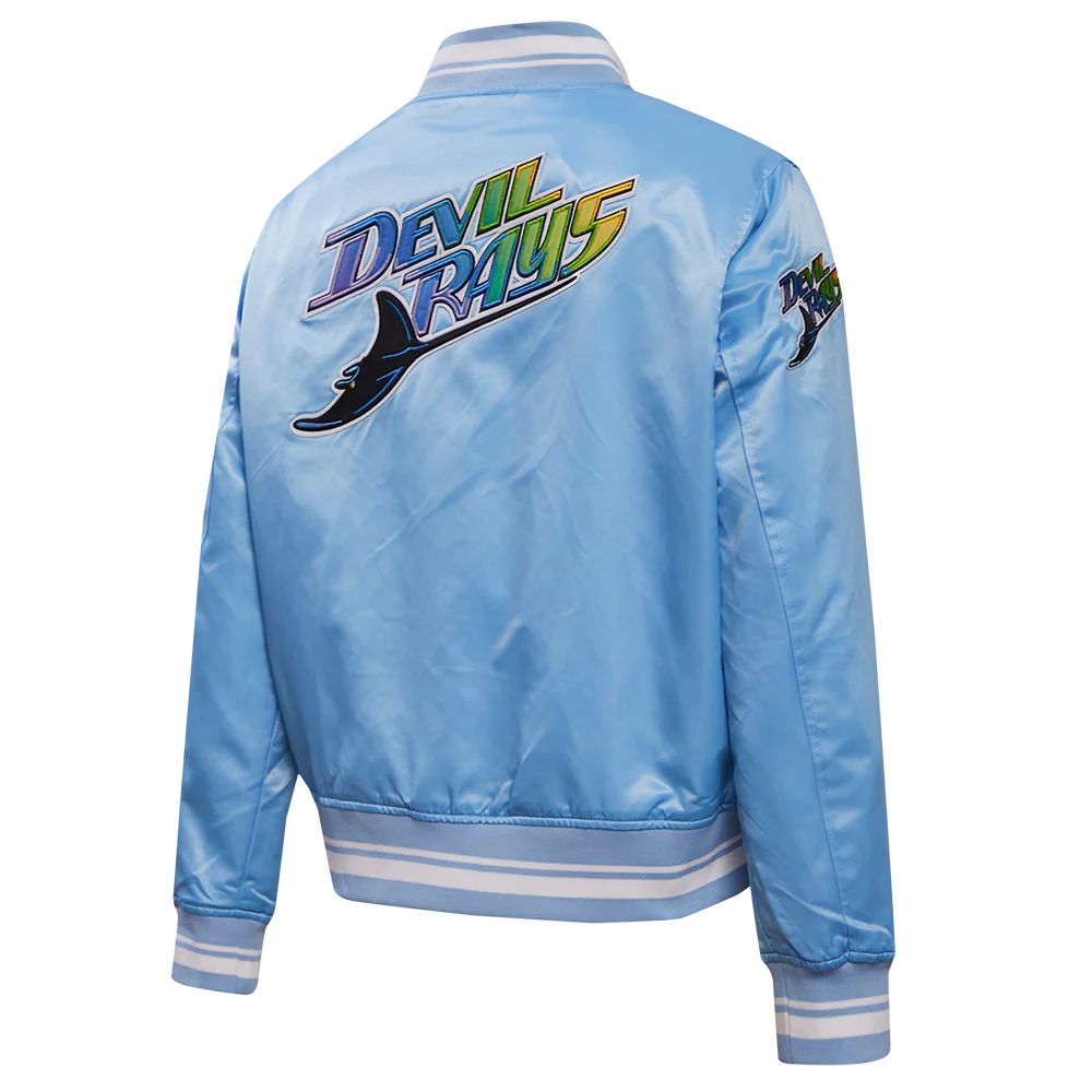 MLB TAMPA BAY RAYS RETRO CLASSIC WOMEN'S RIB SATIN JACKET (UNIVERSITY BLUE) - Image 3