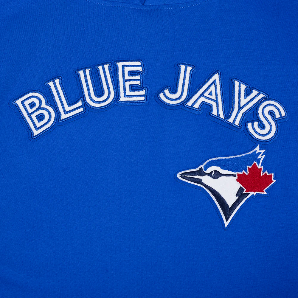 MLB TORONTO BLUE JAYS CLASSIC CHENILLE MEN'S DOUBLE KNIT SHORT SLEEVE PULLOVER HOODIE (ROYAL BLUE) - Image 5