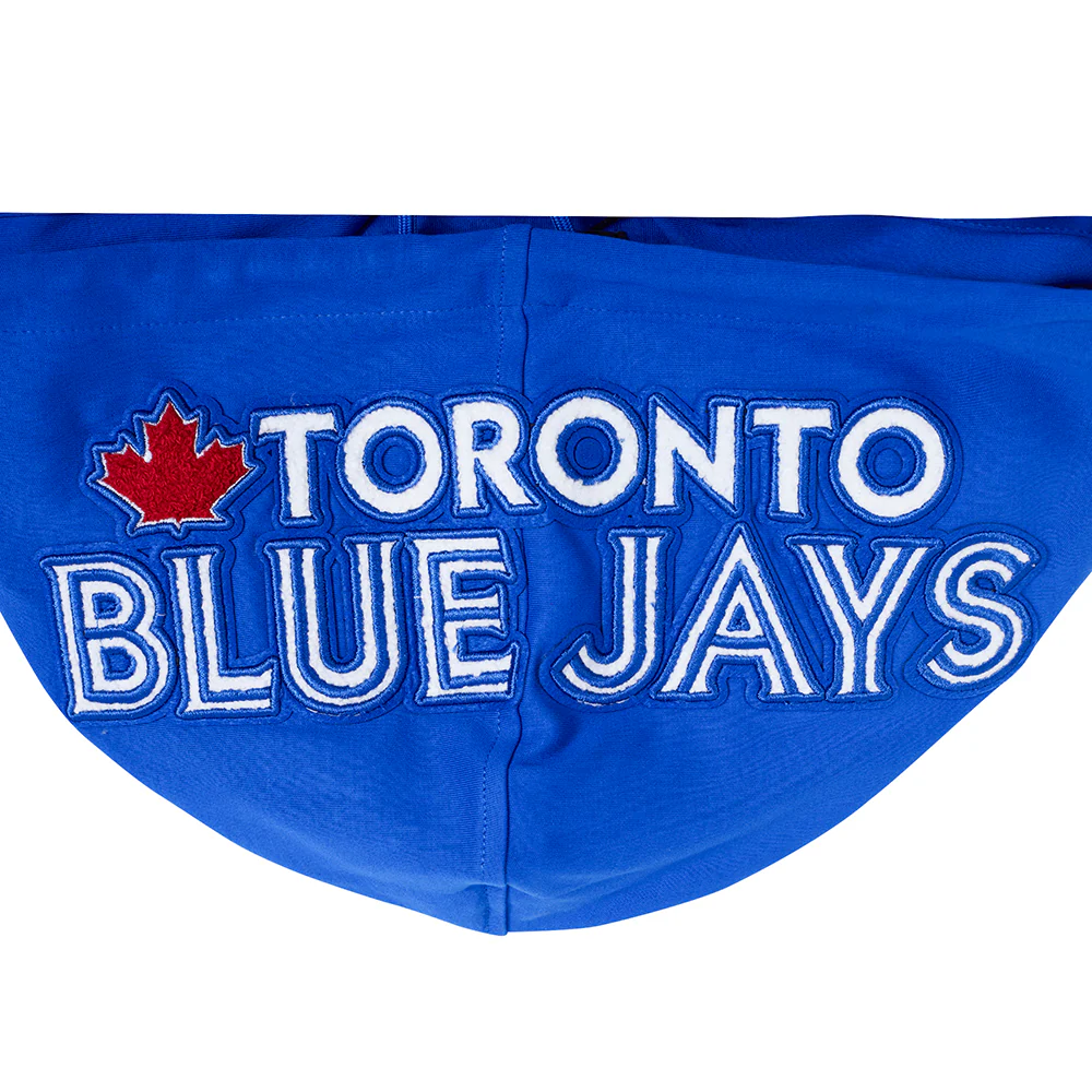 MLB TORONTO BLUE JAYS CLASSIC CHENILLE MEN'S DOUBLE KNIT SHORT SLEEVE PULLOVER HOODIE (ROYAL BLUE) - Image 6