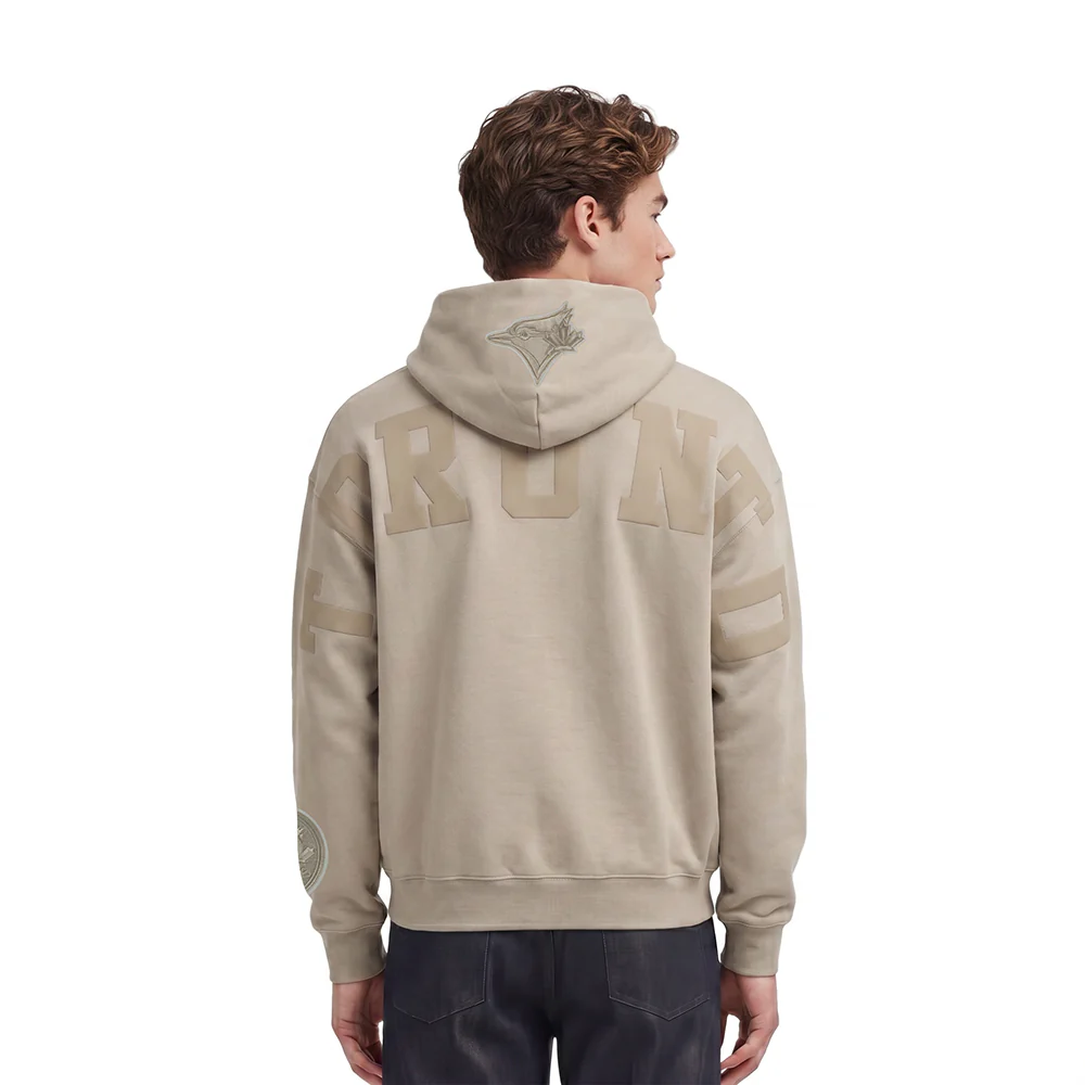 MLB TORONTO BLUE JAYS WINGSPAN MEN'S DROP SHOULDER FLC PO HOODIE (TAUPE)