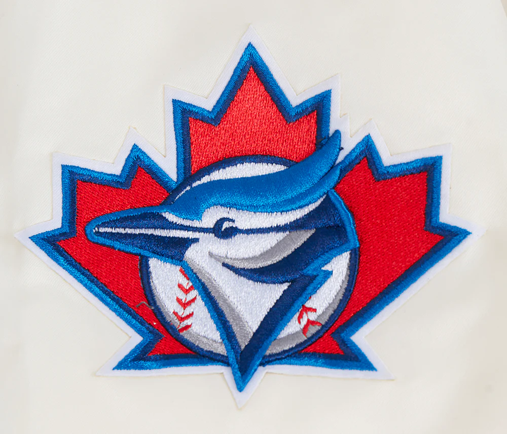 MLB TORONTO BLUE JAYS RETRO CLASSIC MEN'S RIB SATIN JACKET (EGGSHELL/ UNIVERSITY BLUE) - Image 7