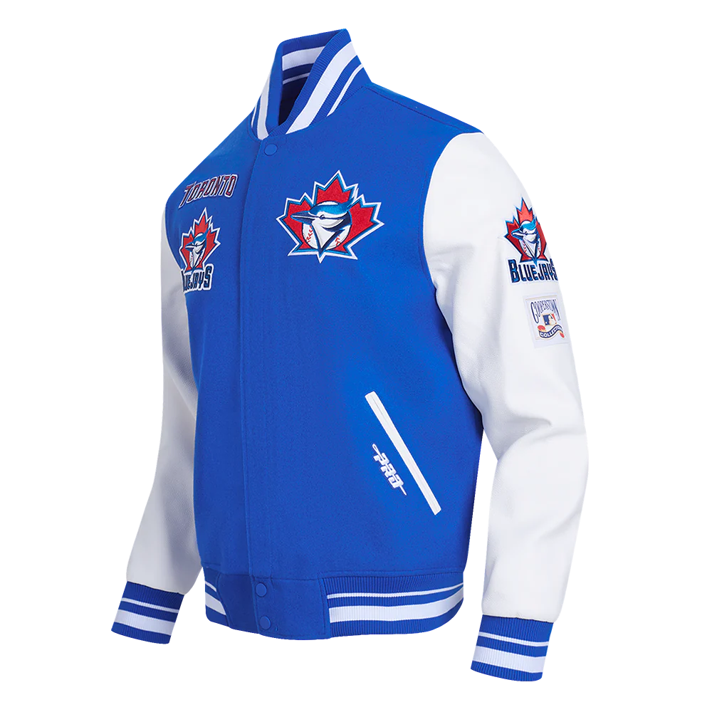 MLB TORONTO BLUE JAYS RETRO CLASSIC MEN'S RIB WOOL VARSITY JACKET (ROYAL BLUE/WHITE) - Image 2