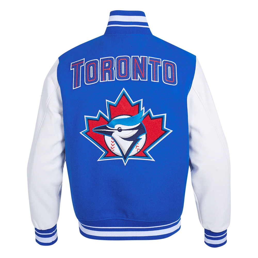 MLB TORONTO BLUE JAYS RETRO CLASSIC MEN'S RIB WOOL VARSITY JACKET (ROYAL BLUE/WHITE) - Image 3
