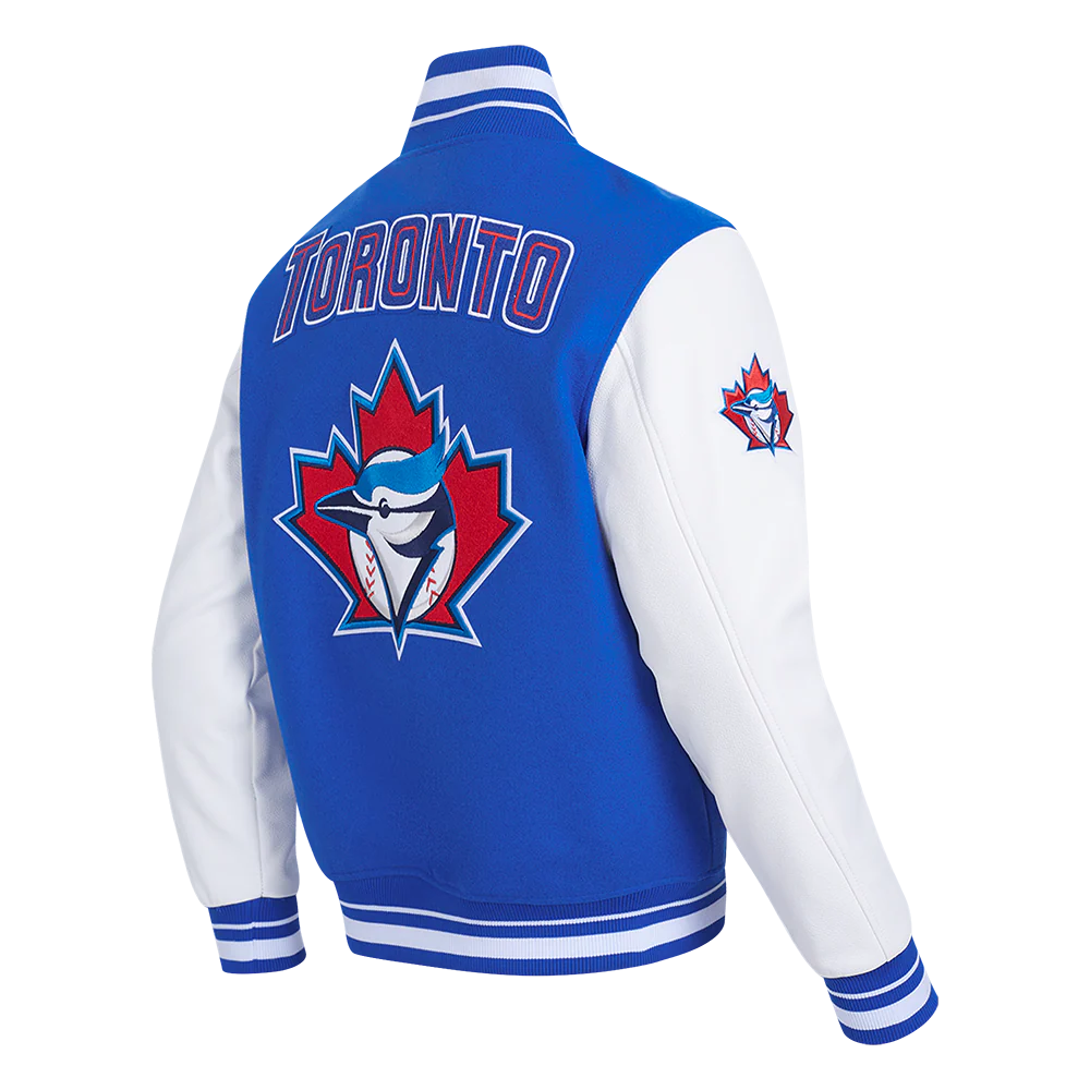 MLB TORONTO BLUE JAYS RETRO CLASSIC MEN'S RIB WOOL VARSITY JACKET (ROYAL BLUE/WHITE) - Image 4