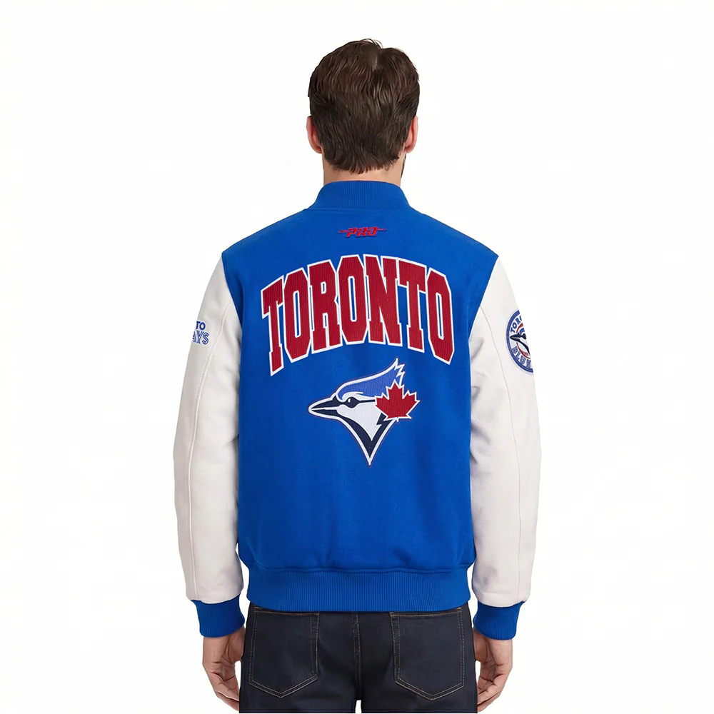 MLB TORONTO BLUE JAYS CITY ARCH MEN'S WOOL VARSITY JACKET (ROYAL BLUE/WHITE) - Image 2