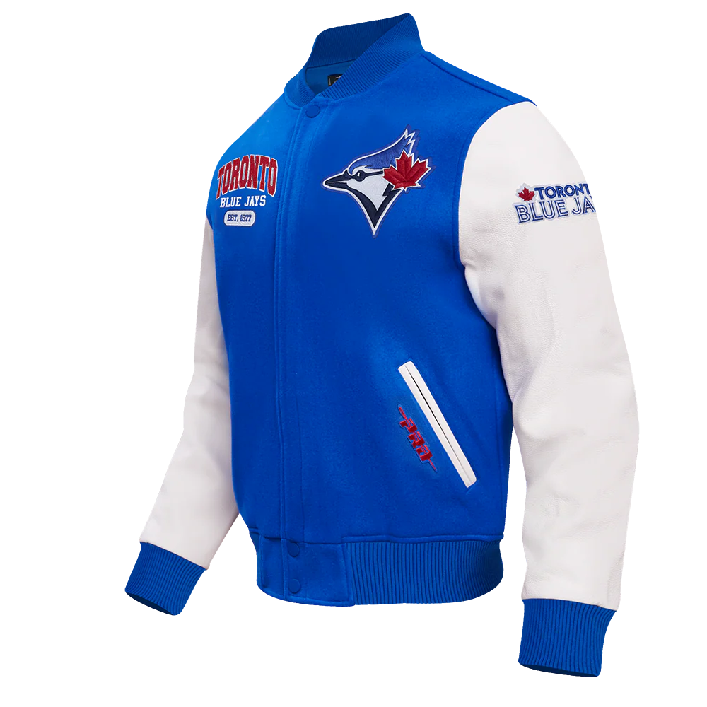 MLB TORONTO BLUE JAYS CITY ARCH MEN'S WOOL VARSITY JACKET (ROYAL BLUE/WHITE) - Image 3