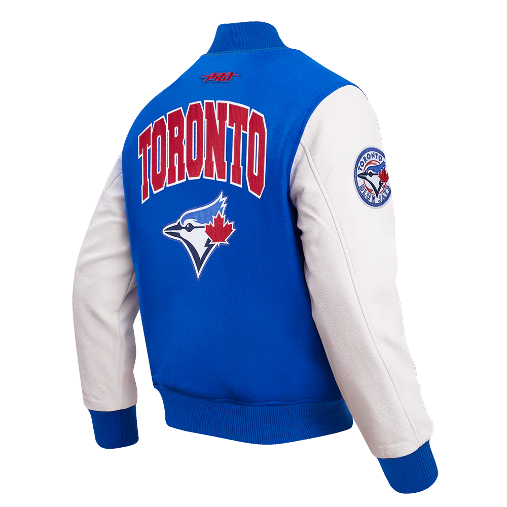 MLB TORONTO BLUE JAYS CITY ARCH MEN'S WOOL VARSITY JACKET (ROYAL BLUE/WHITE) - Image 4