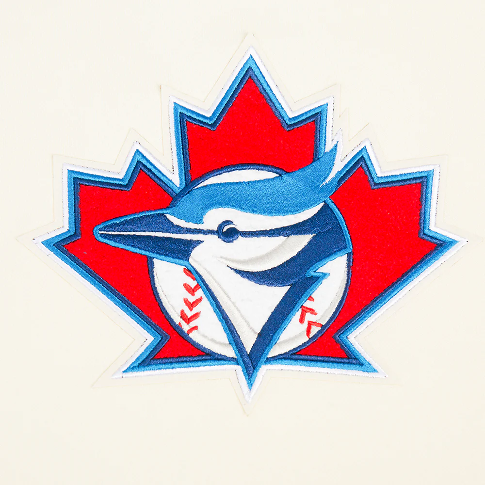 MLB TORONTO BLUE JAYS RETRO CLASSIC WOMEN'S RIB CROPPED PULLOVER HOODIE (EGGSHELL/ UNIVERSITY BLUE) - Image 5
