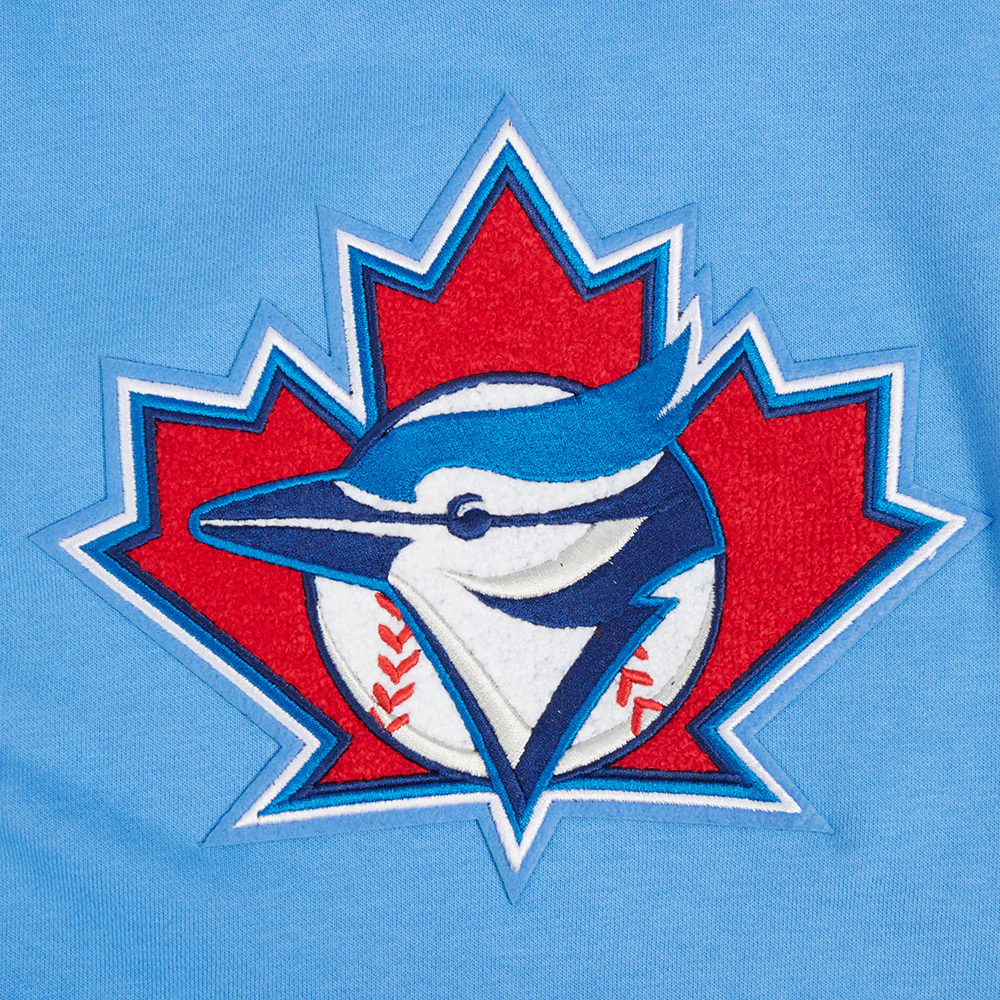 MLB TORONTO BLUE JAYS RETRO CLASSIC WOMEN'S RIB CROPPED PULLOVER HOODIE (UNIVERSITY BLUE) - Image 5