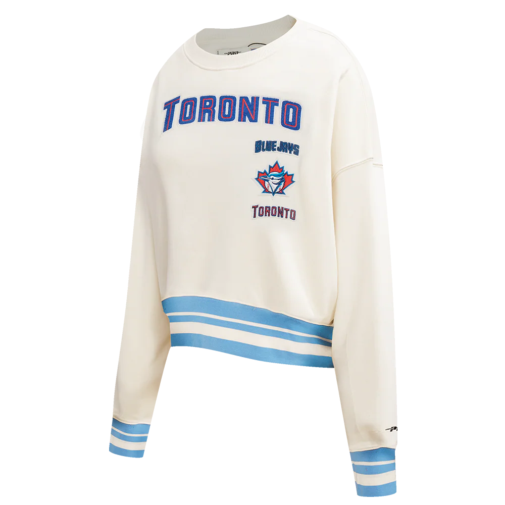 MLB TORONTO BLUE JAYS RETRO CLASSIC WOMEN'S RIB CREWNECK (EGGSHELL/ UNIVERSITY BLUE) - Image 2