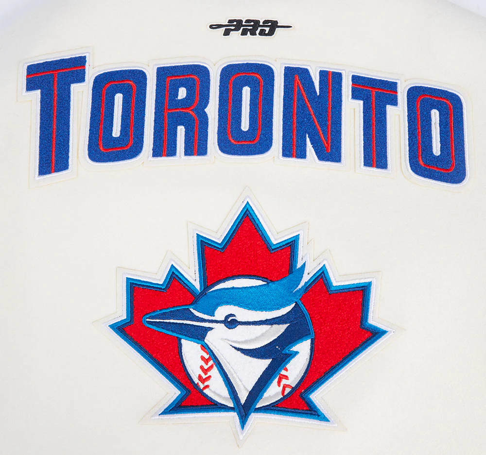 MLB TORONTO BLUE JAYS RETRO CLASSIC WOMEN'S RIB WOOL VARSITY JACKET (EGGSHELL/ UNIVERSITY BLUE) - Image 10