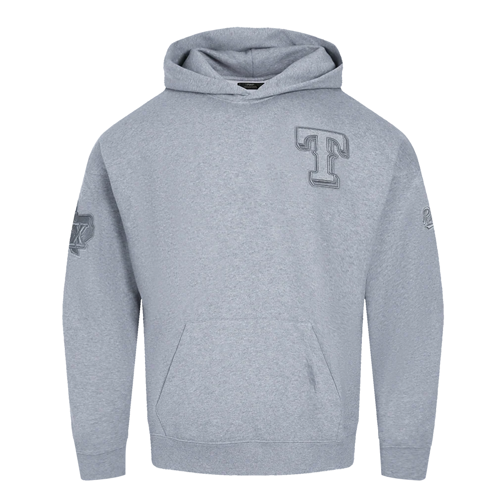MLB TEXAS RANGERS NEUTRAL MEN'S DROP SHOULDER PULLOVER HOODIE (DARK HEATHER GRAY)
