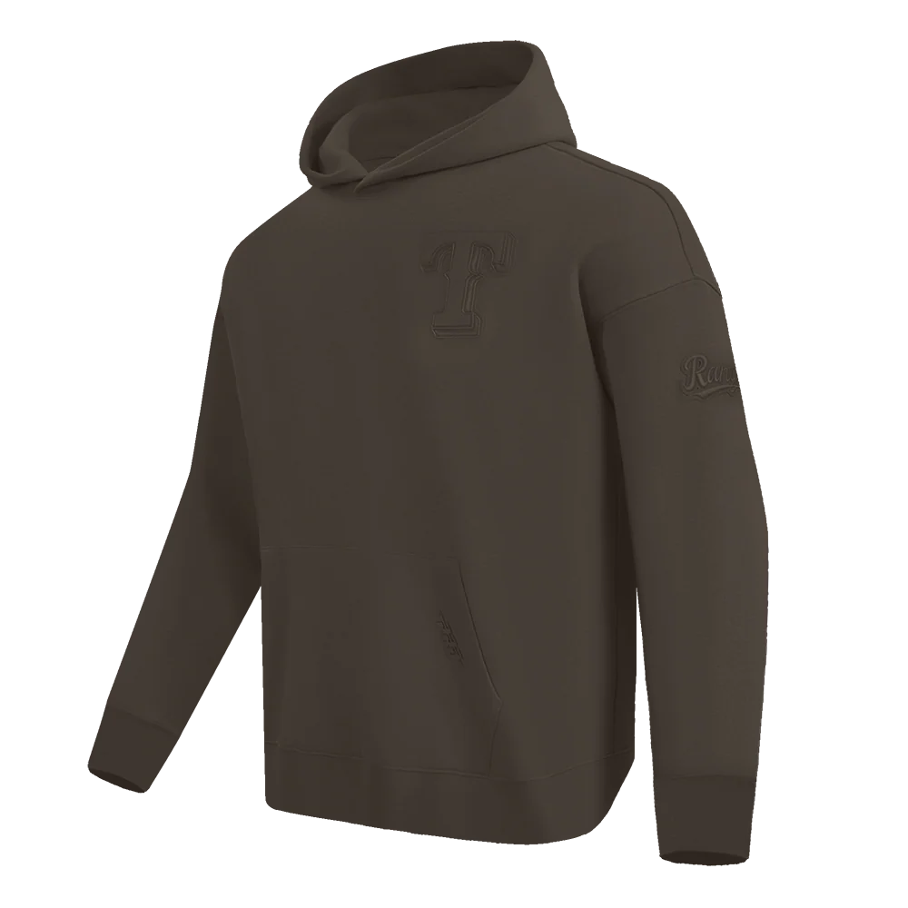 MLB TEXAS RANGERS NEUTRAL MEN'S DROP SHOULDER PULLOVER HOODIE (DARK TAUPE) - Image 2